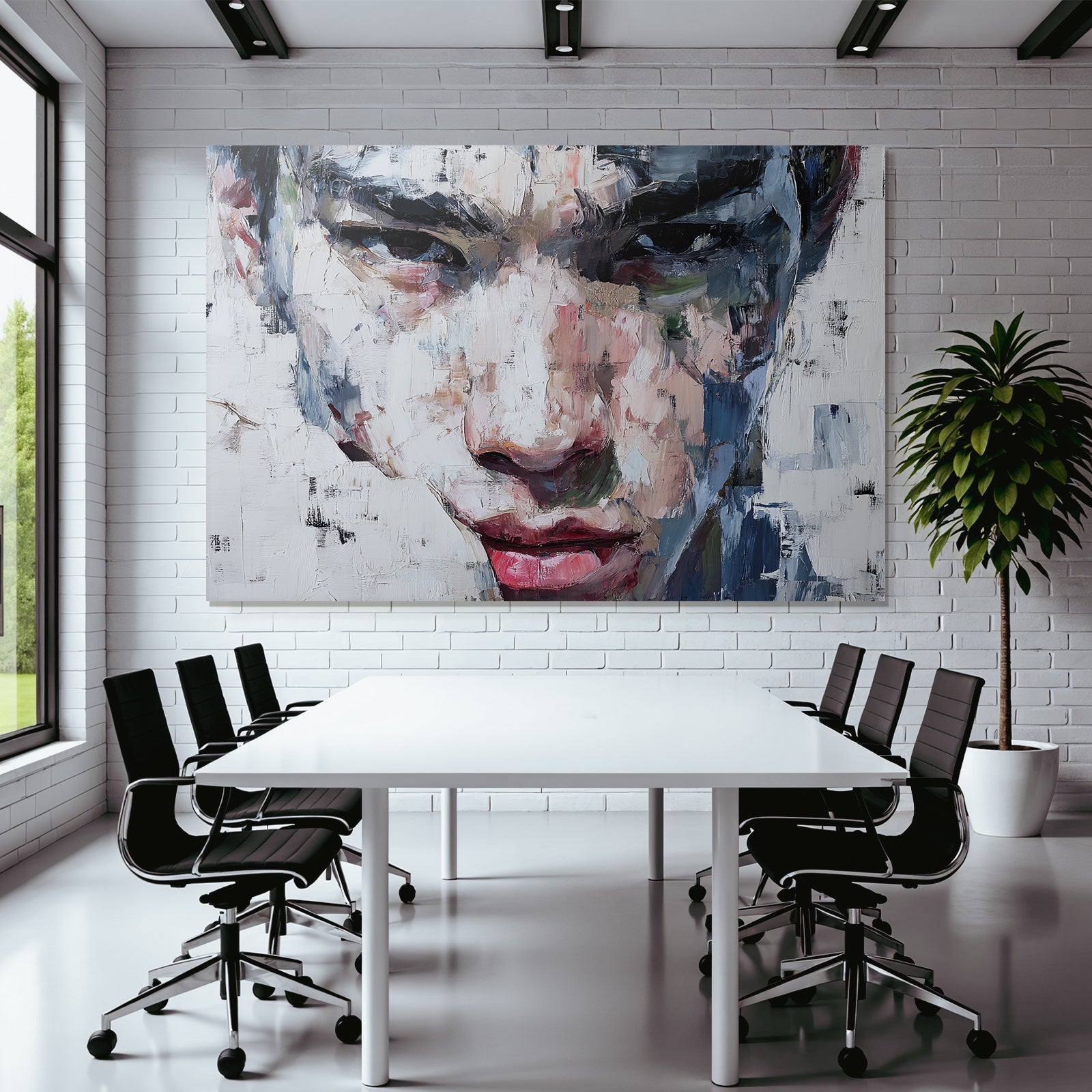 Abstract Portrait Junger Mann Vibrante Farben Expressionskunst