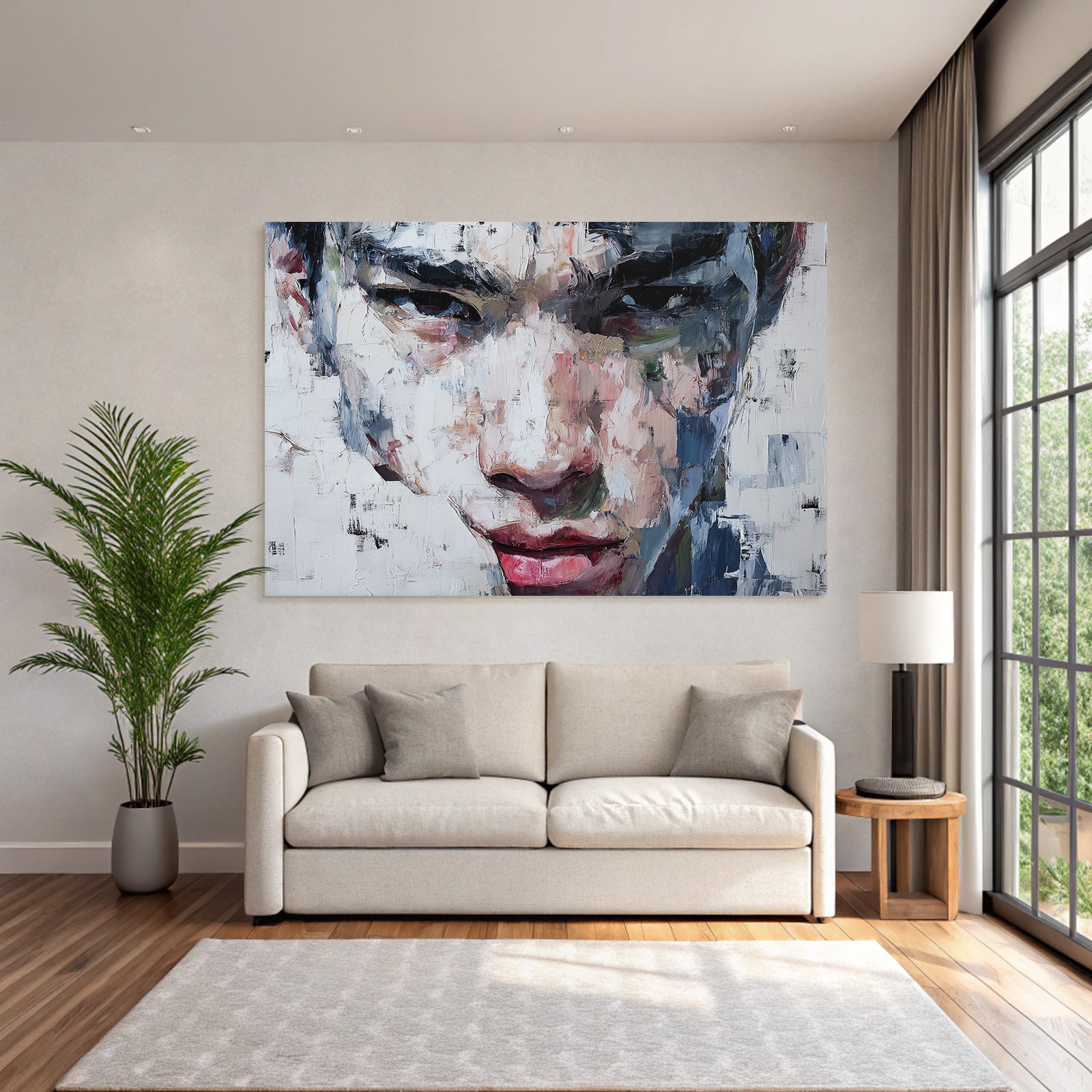 Abstract Portrait Junger Mann Vibrante Farben Expressionskunst