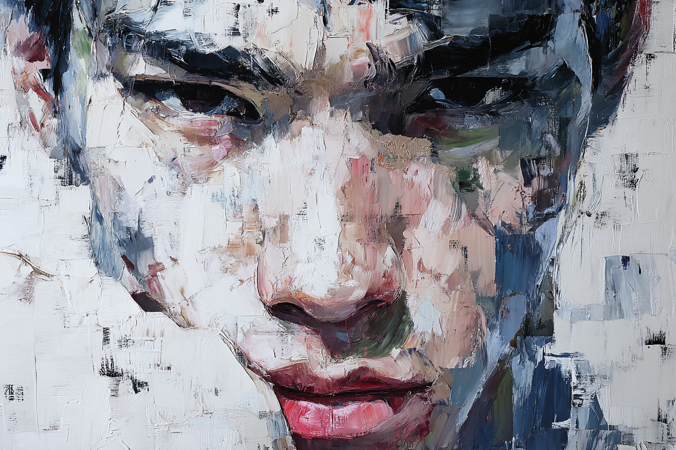 Abstract Portrait Junger Mann Vibrante Farben Expressionskunst | Fine Art und Malerei | Kunstgattungen
