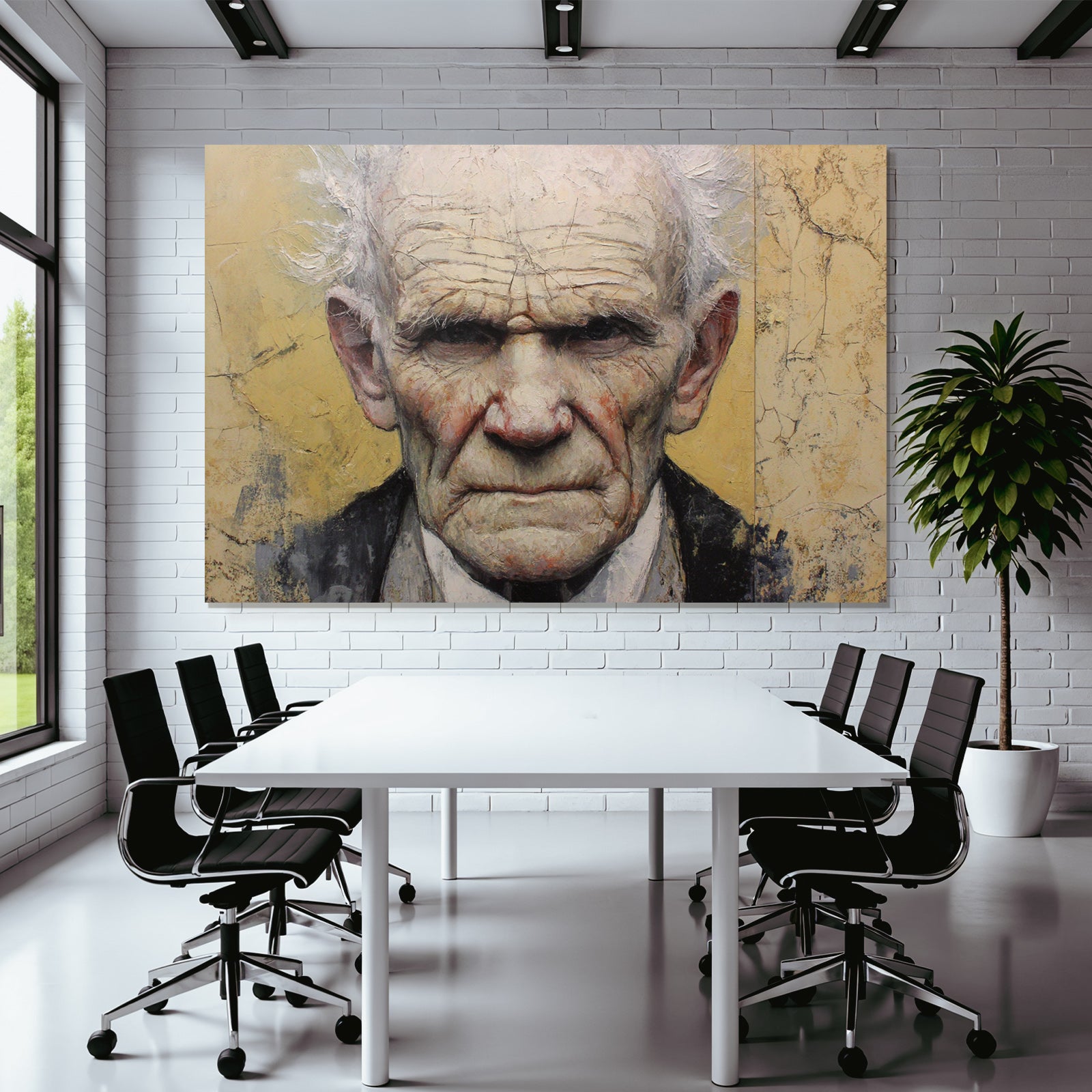 Aelterer Mann Portrait Mit Warmem Hintergrund
