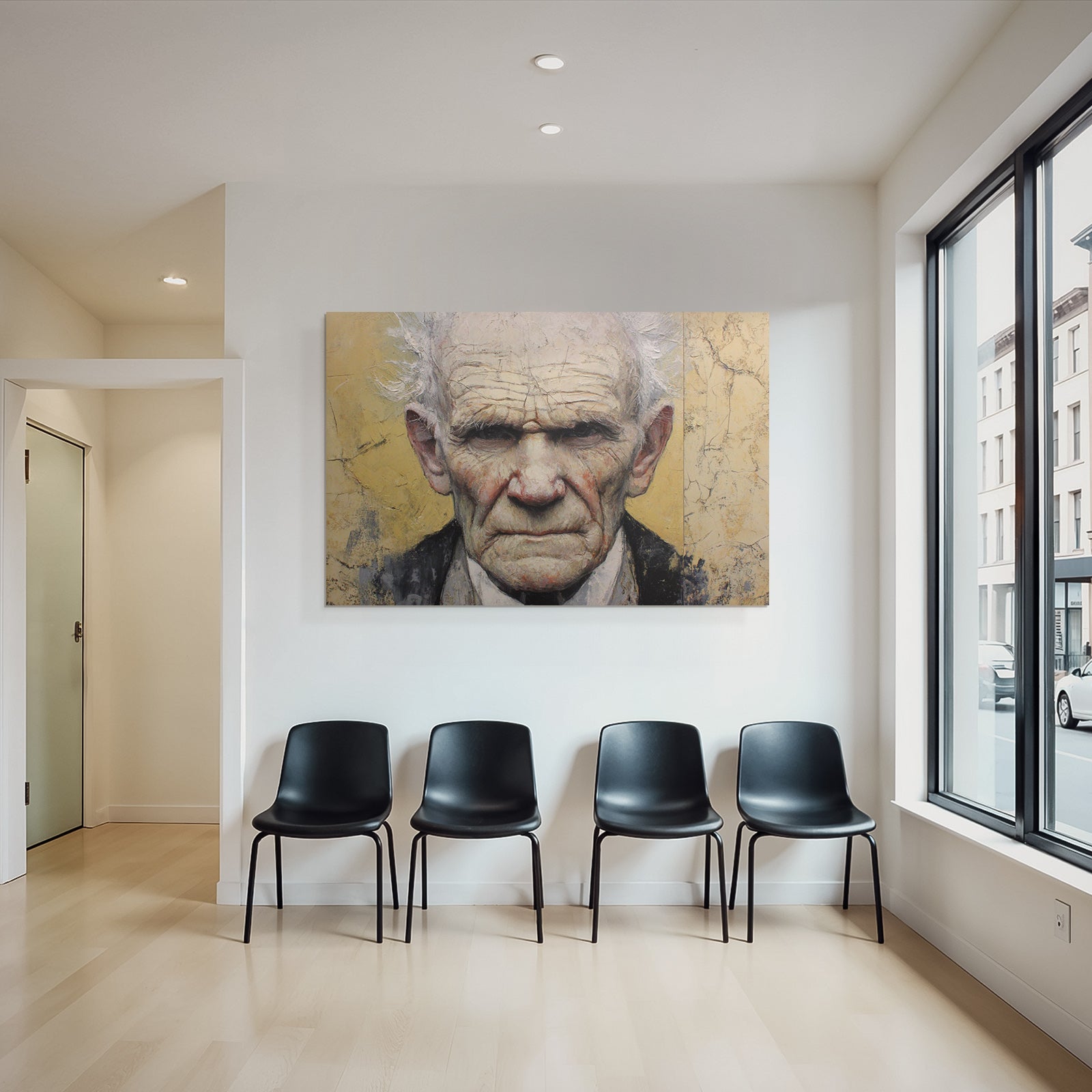 Aelterer Mann Portrait Mit Warmem Hintergrund