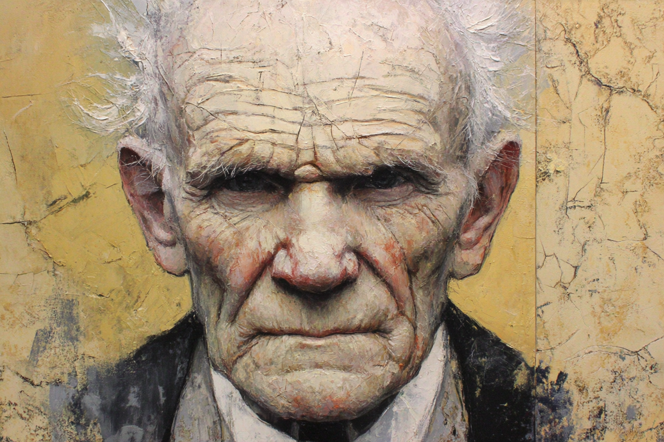 Aelterer Mann Portrait Mit Warmem Hintergrund | Fine Art und Malerei | Kunstgattungen