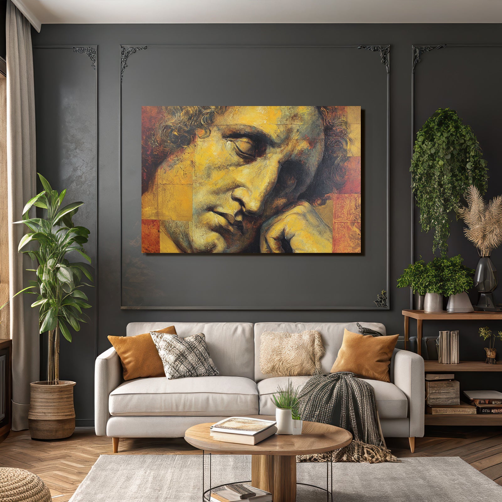 Beruhigendes Gesicht Mit Warmen Farben In Kunstwerk