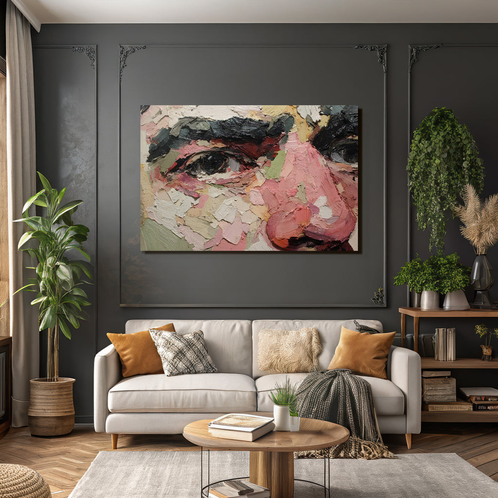 Close Up Portrait Mit Farbigen Brushtrokes Expressionismus