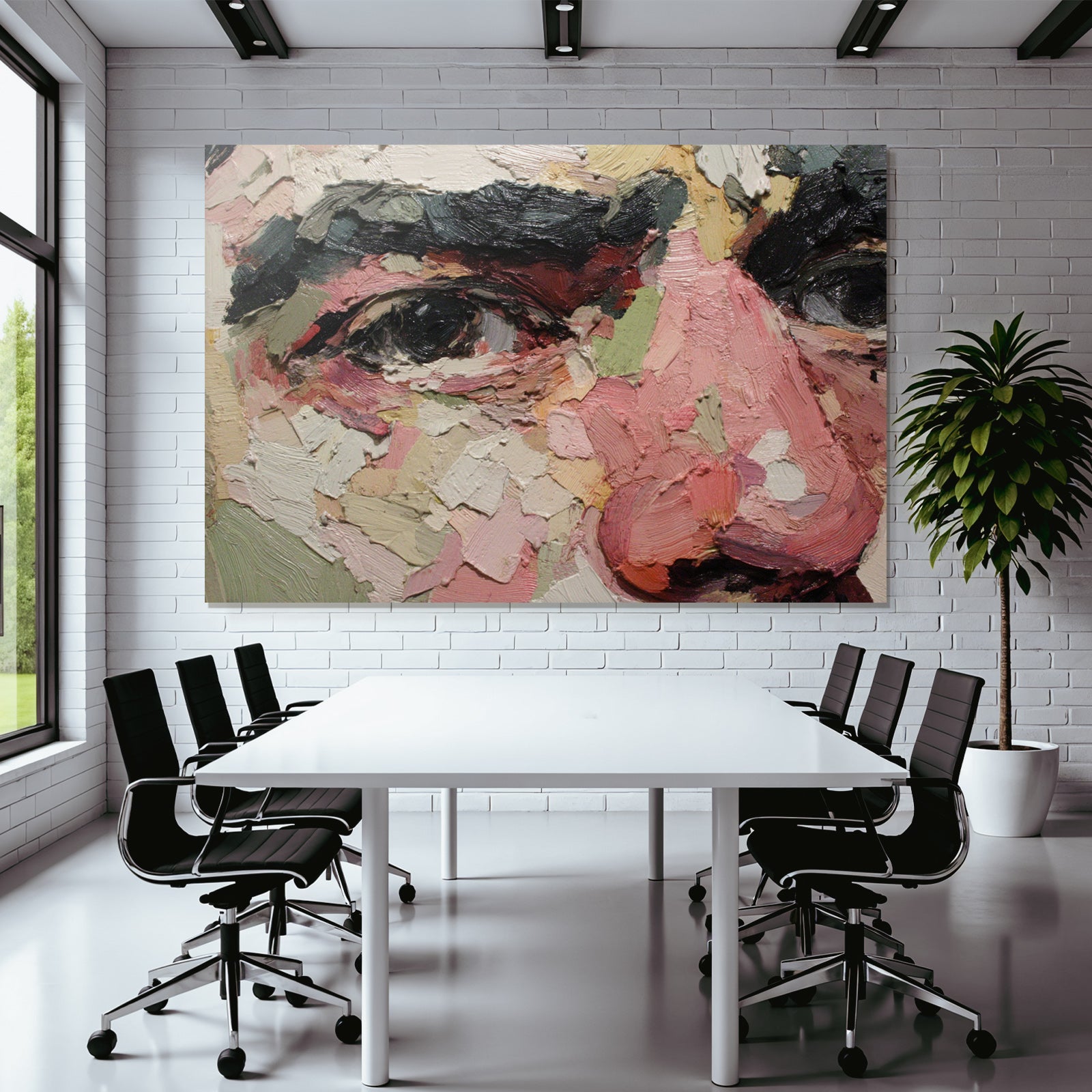 Close Up Portrait Mit Farbigen Brushtrokes Expressionismus