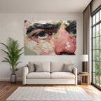 Close Up Portrait Mit Farbigen Brushtrokes Expressionismus