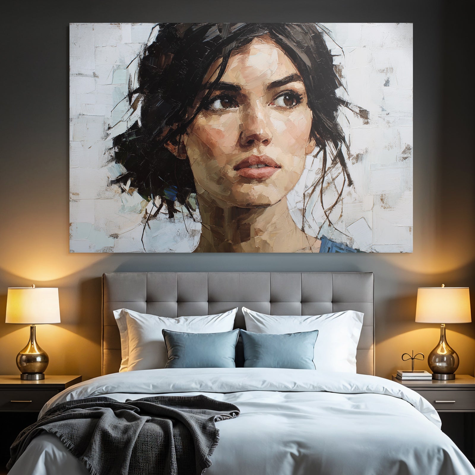 Frau Portrait Detaillierte Brushtarbedlicher Ausdruck