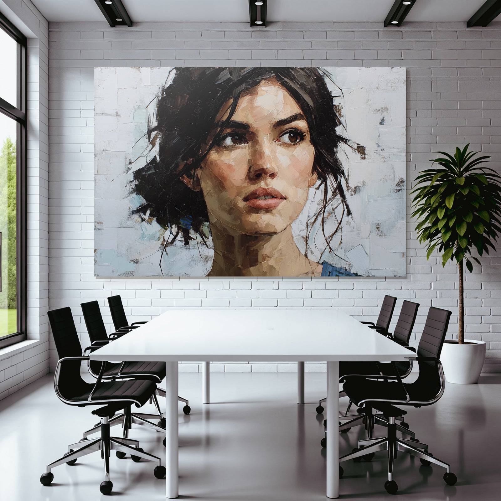 Frau Portrait Detaillierte Brushtarbedlicher Ausdruck