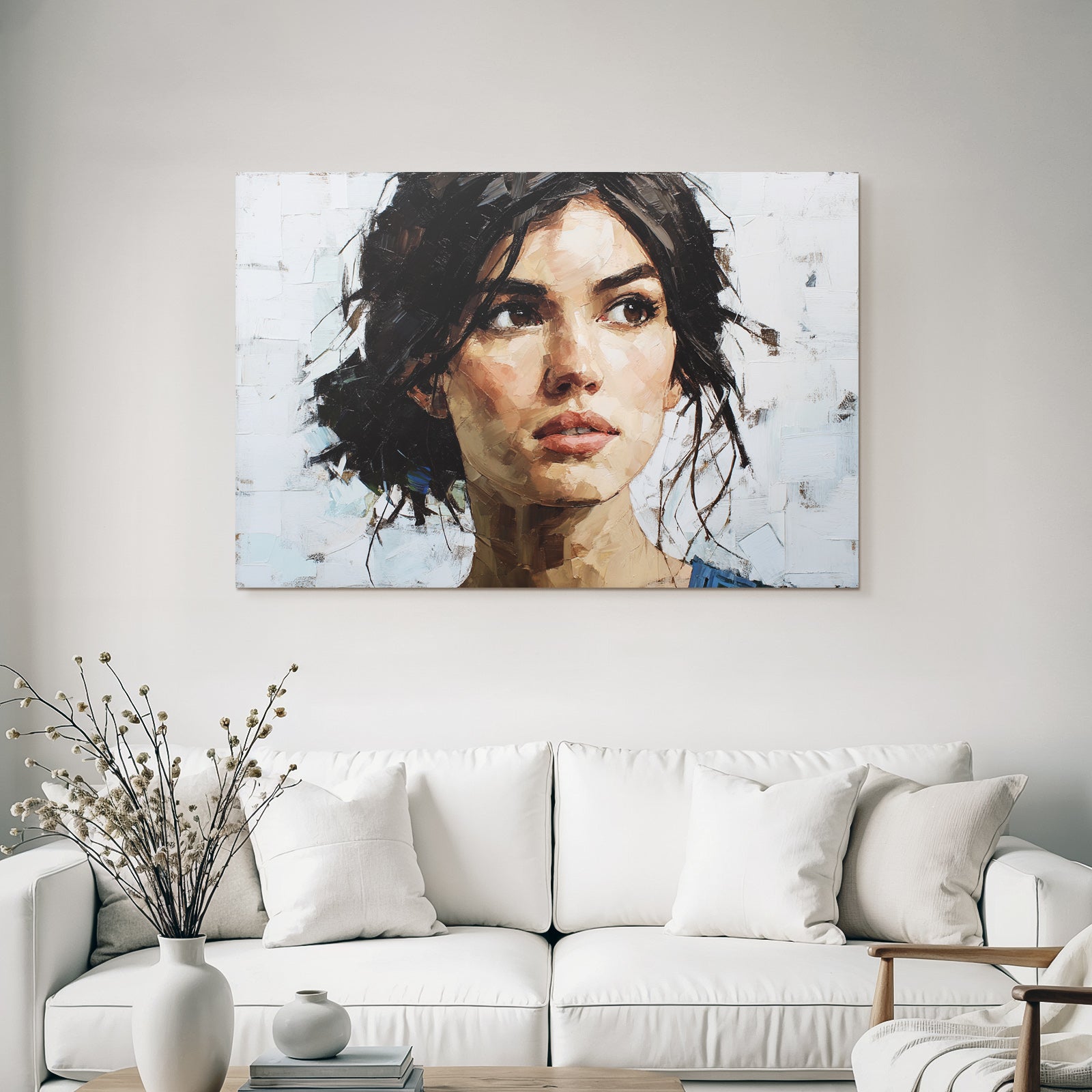 Frau Portrait Detaillierte Brushtarbedlicher Ausdruck