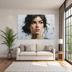 Frau Portrait Detaillierte Brushtarbedlicher Ausdruck