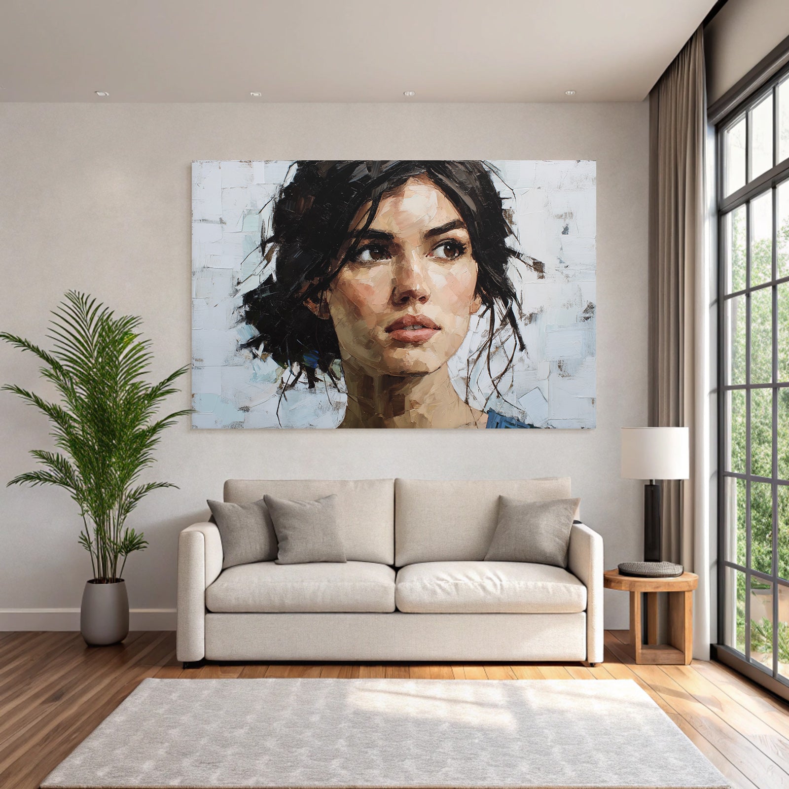 Frau Portrait Detaillierte Brushtarbedlicher Ausdruck
