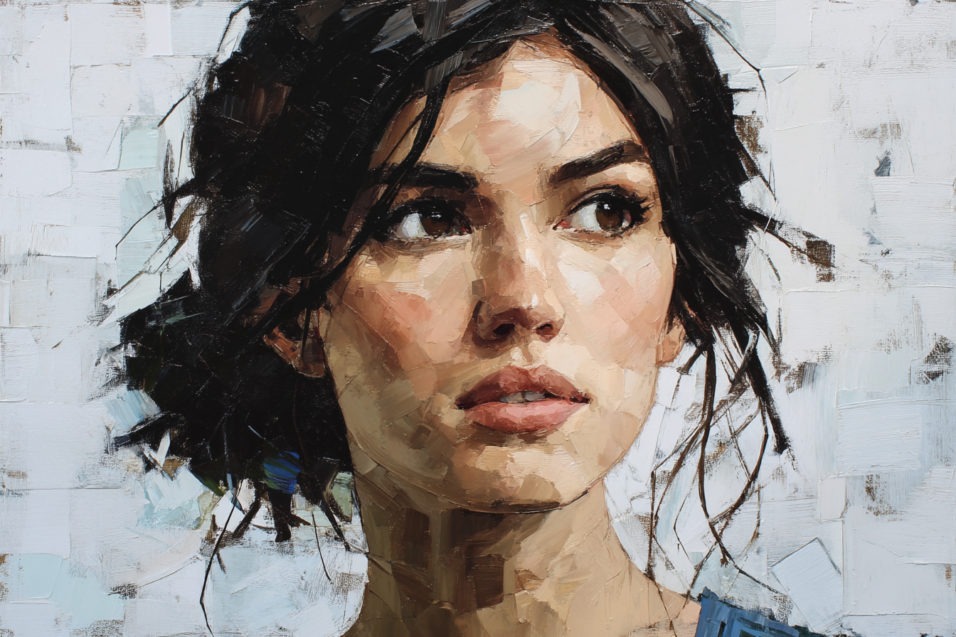 Frau Portrait Detaillierte Brushtarbedlicher Ausdruck | Fine Art und Malerei | Kunstgattungen