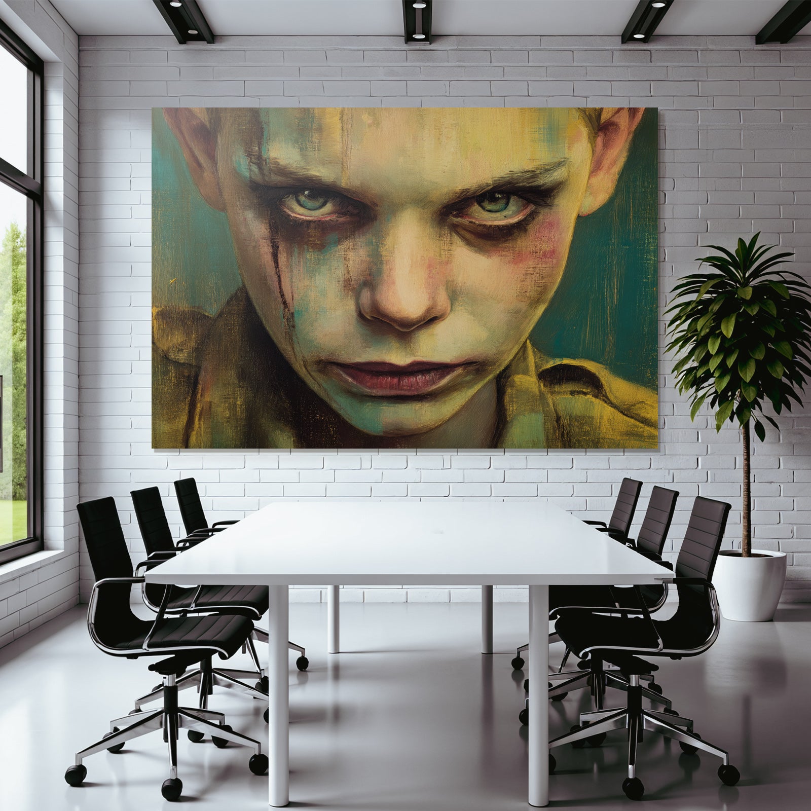 Intensive Gesicht Aquarell Kunstwerk Starke Emotionen