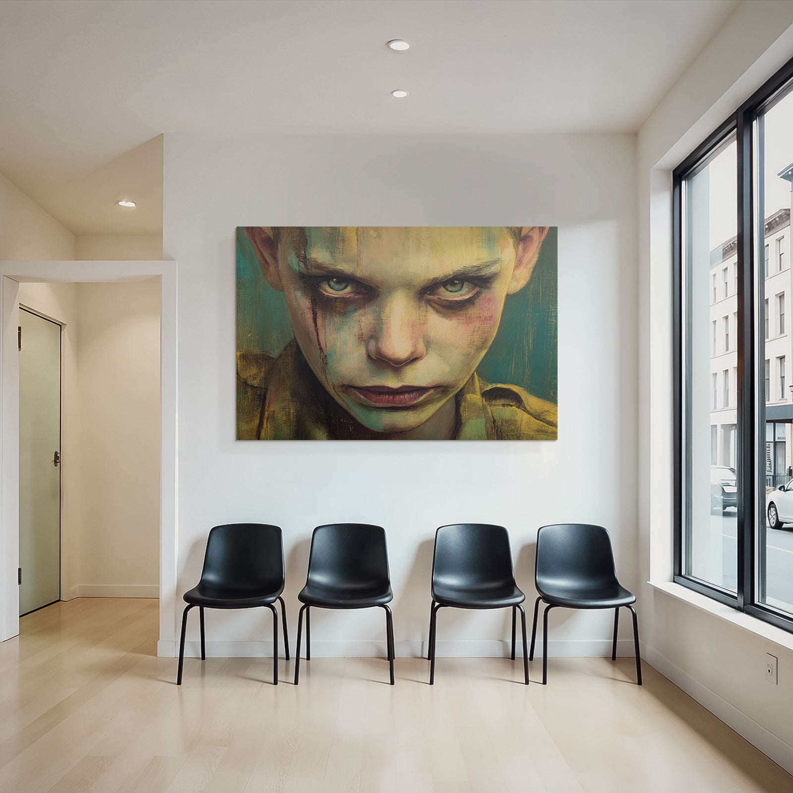 Intensive Gesicht Aquarell Kunstwerk Starke Emotionen