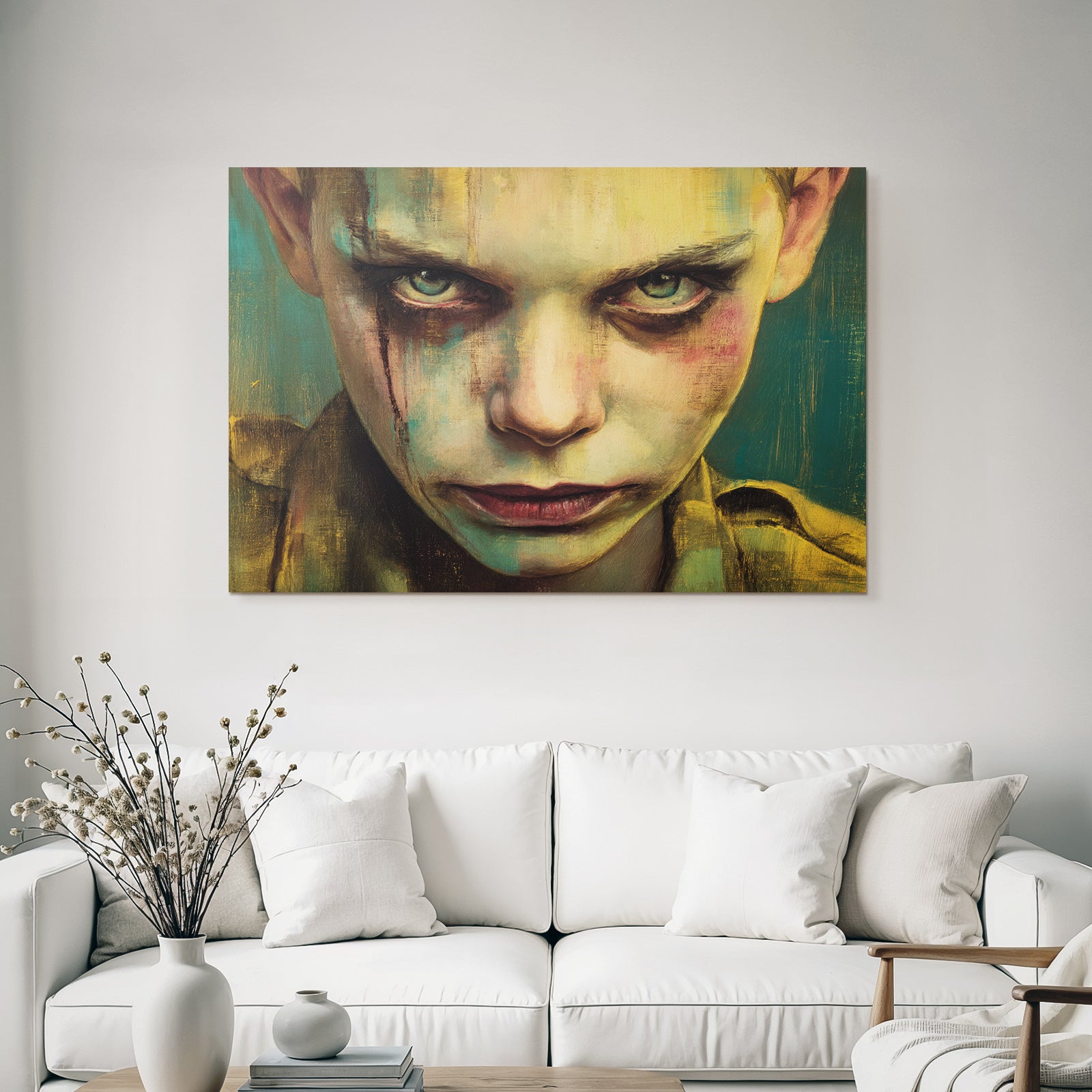 Intensive Gesicht Aquarell Kunstwerk Starke Emotionen