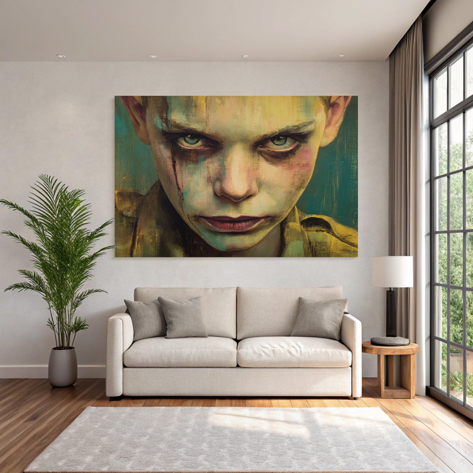 Intensive Gesicht Aquarell Kunstwerk Starke Emotionen