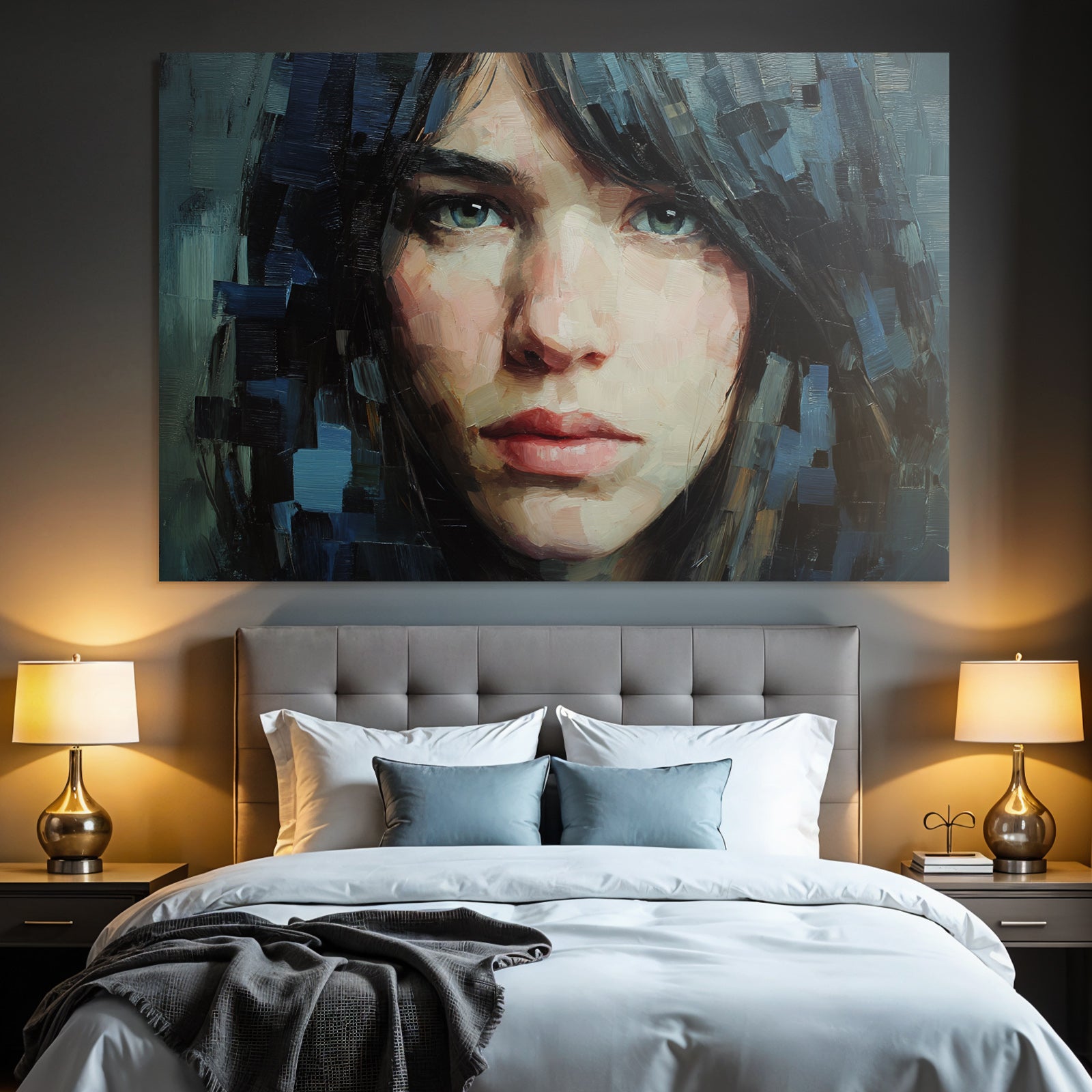 Junge Person Portrait Mit Vividen Farben Und Abstraktem Hintergrund