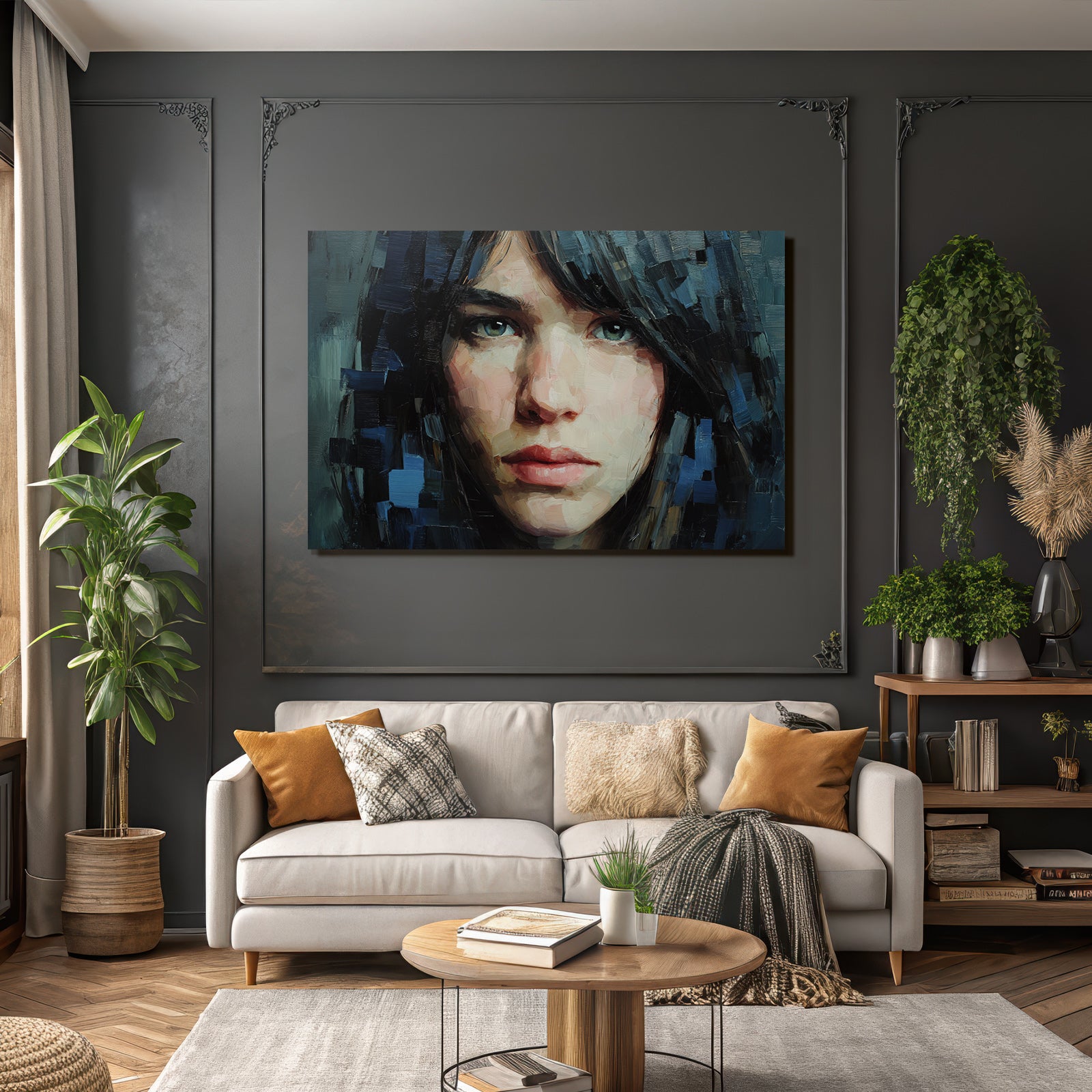 Junge Person Portrait Mit Vividen Farben Und Abstraktem Hintergrund