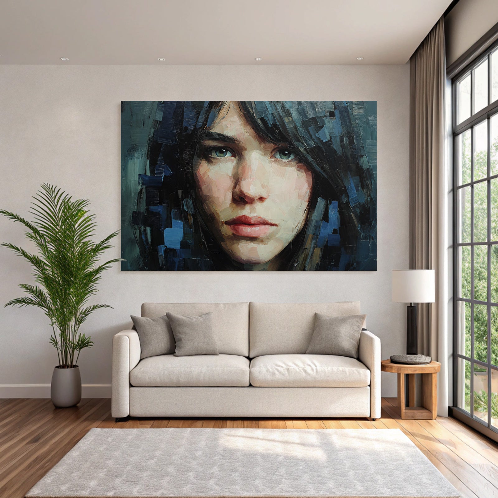 Junge Person Portrait Mit Vividen Farben Und Abstraktem Hintergrund