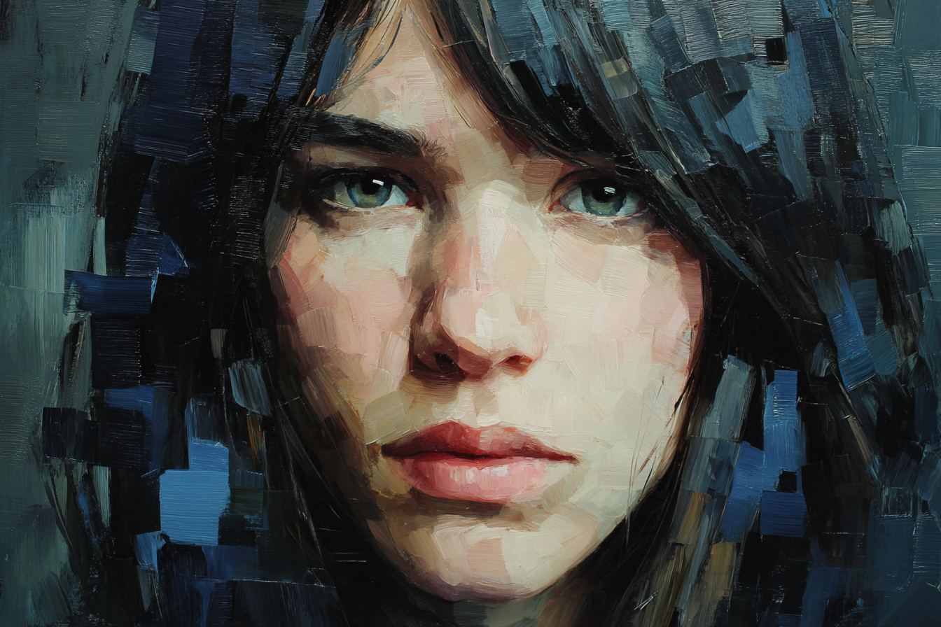 Junge Person Portrait Mit Vividen Farben Und Abstraktem Hintergrund | Fine Art und Malerei | Kunstgattungen