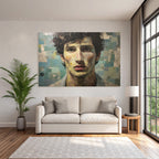 Junger Mann Mit Lockigem Haar Portrait Mit Texturiertem Hintergrund