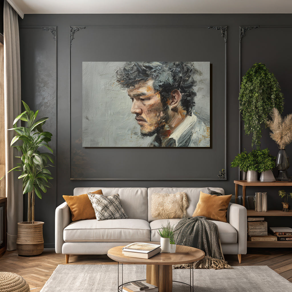 Mann Im Profil Nachdenklich Gedaechtnis Oelbild Digitalkunst