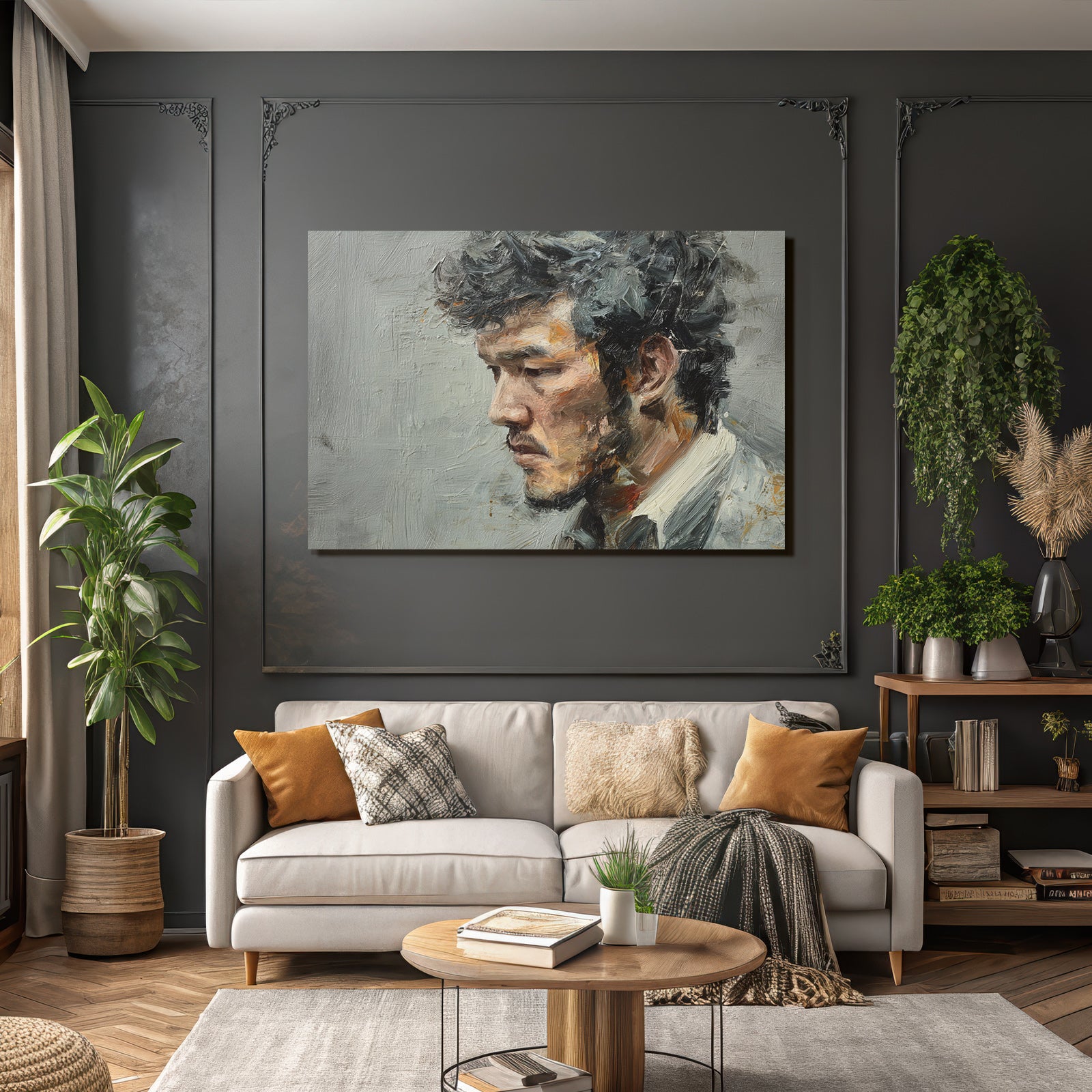 Mann Im Profil Nachdenklich Gedaechtnis Oelbild Digitalkunst