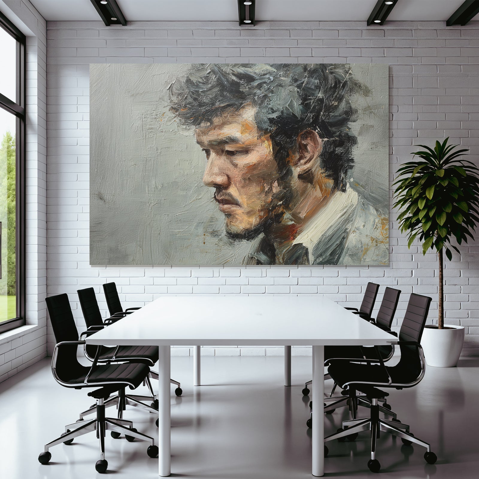 Mann Im Profil Nachdenklich Gedaechtnis Oelbild Digitalkunst