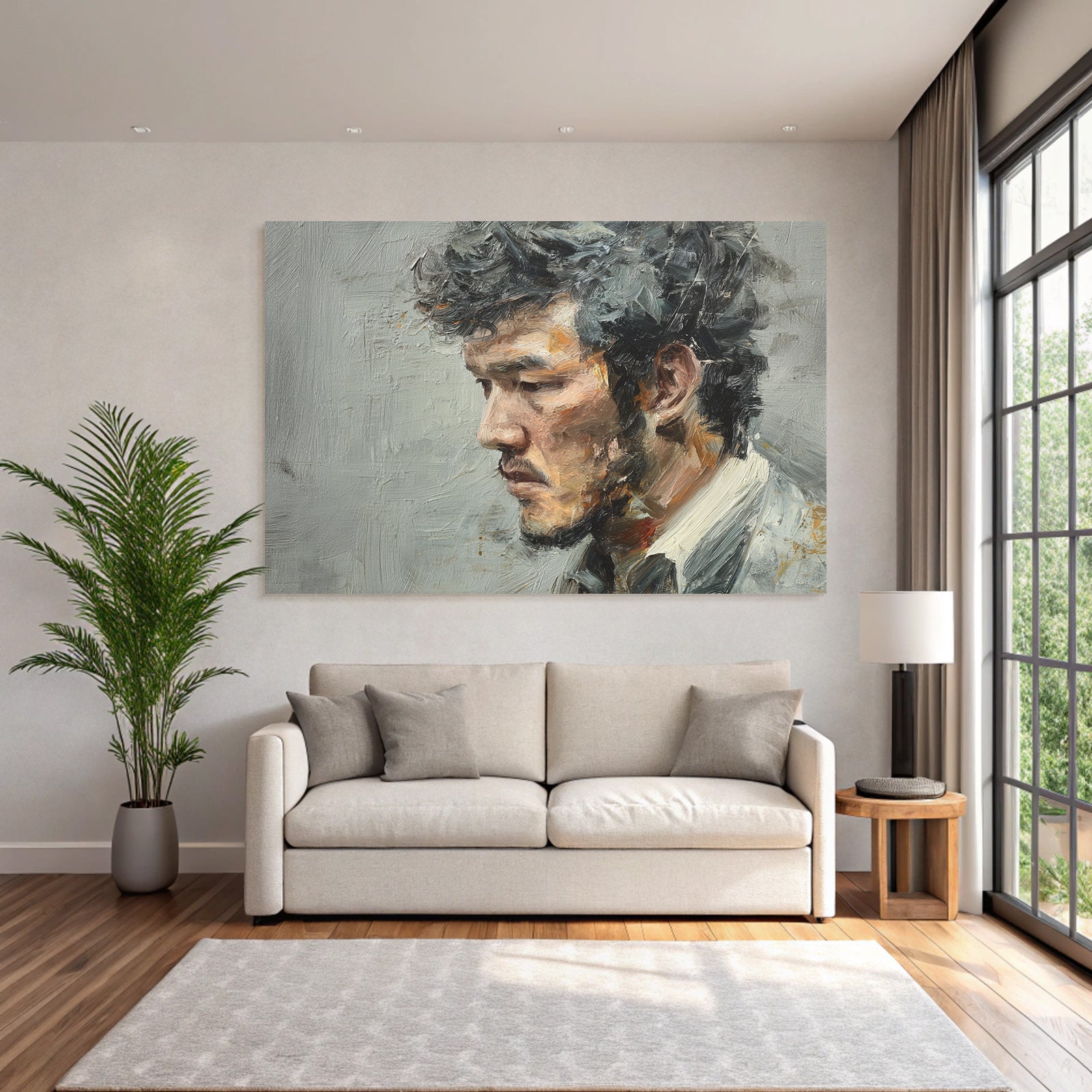Mann Im Profil Nachdenklich Gedaechtnis Oelbild Digitalkunst