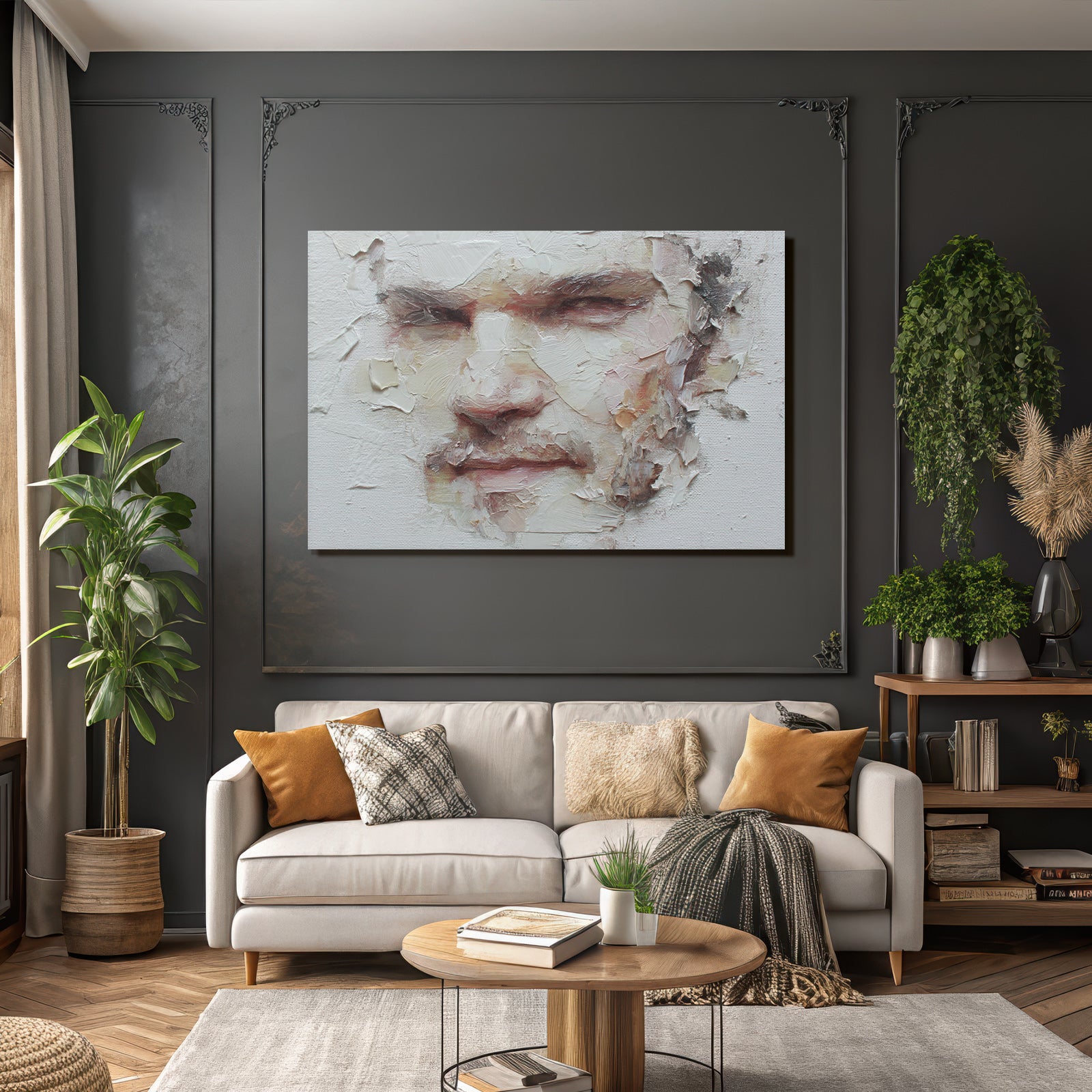 Nahaufnahme Abstractes Gemaelde Menschliches Gesicht Exprssive Qualitaet