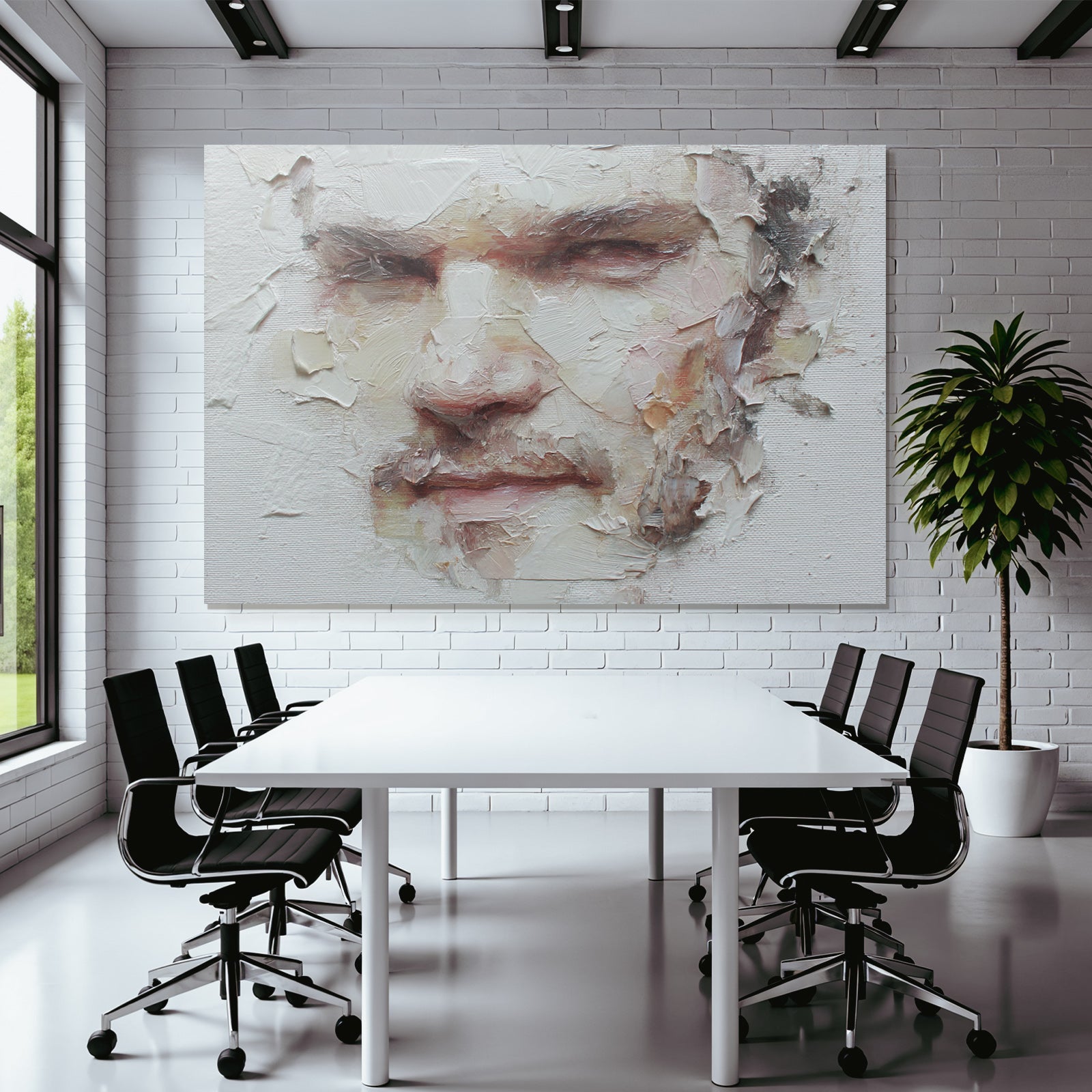 Nahaufnahme Abstractes Gemaelde Menschliches Gesicht Exprssive Qualitaet