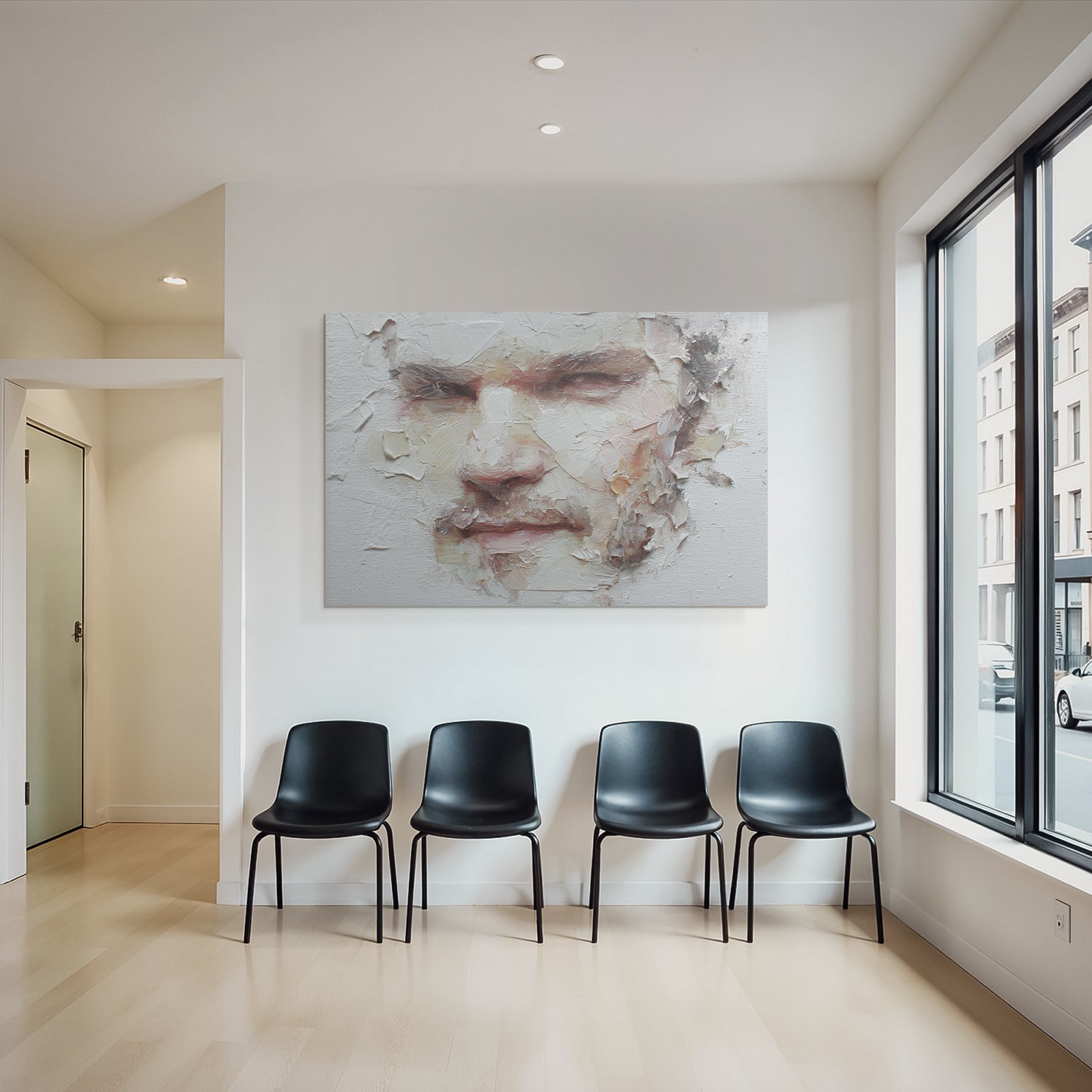 Nahaufnahme Abstractes Gemaelde Menschliches Gesicht Exprssive Qualitaet