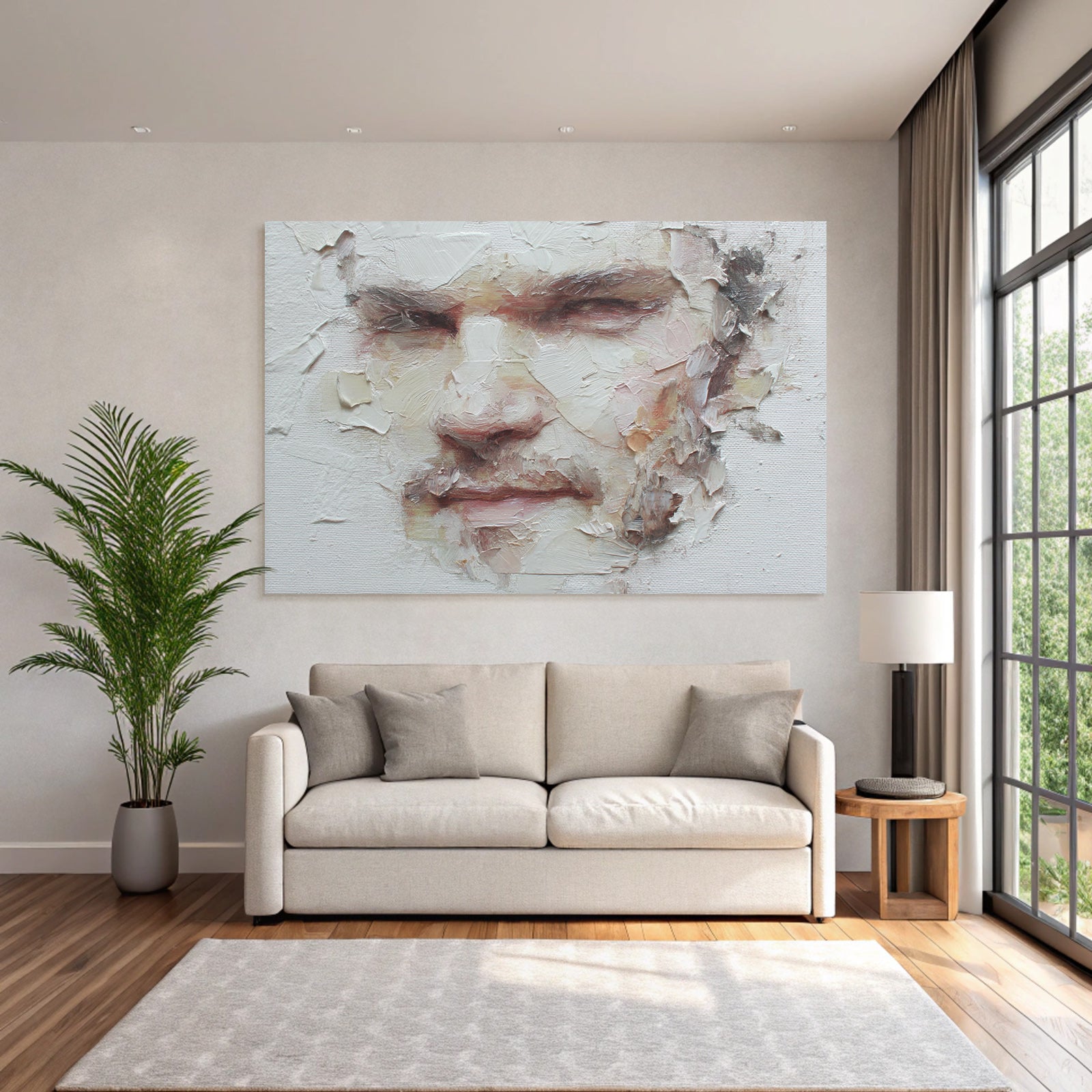 Nahaufnahme Abstractes Gemaelde Menschliches Gesicht Exprssive Qualitaet