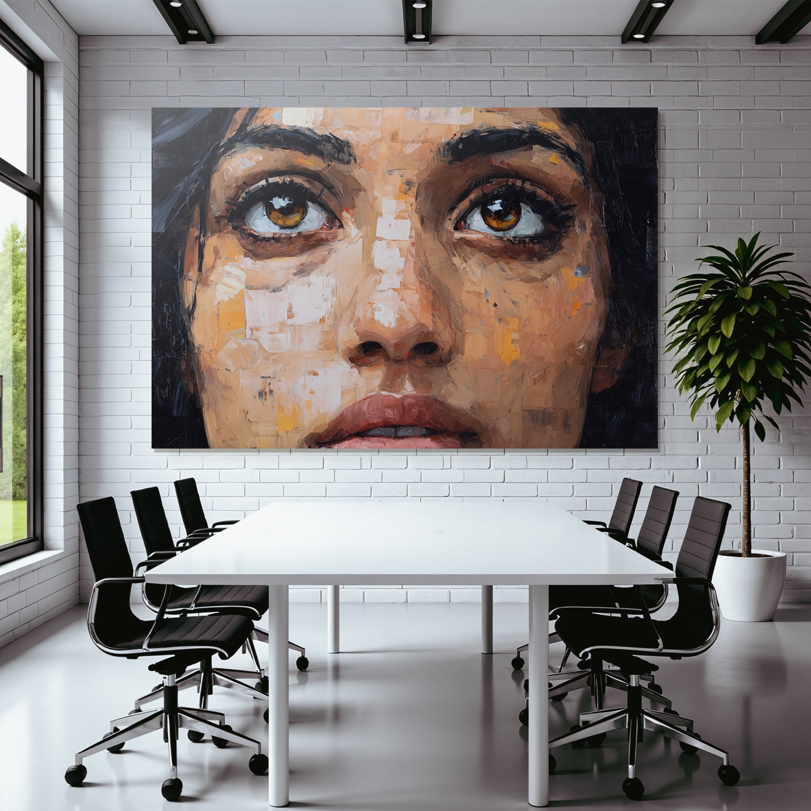 Nahaufnahme Texturiertes Portrait Augen Bold Brush Strokes