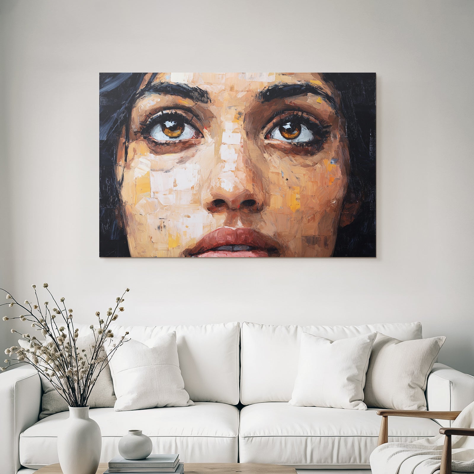 Nahaufnahme Texturiertes Portrait Augen Bold Brush Strokes