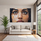 Nahaufnahme Texturiertes Portrait Augen Bold Brush Strokes