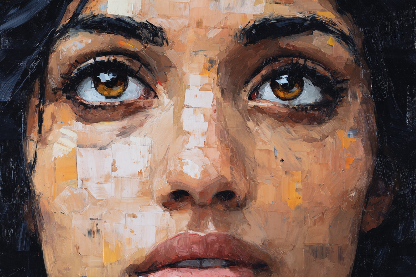 Nahaufnahme Texturiertes Portrait Augen Bold Brush Strokes | Fine Art und Malerei | Kunstgattungen