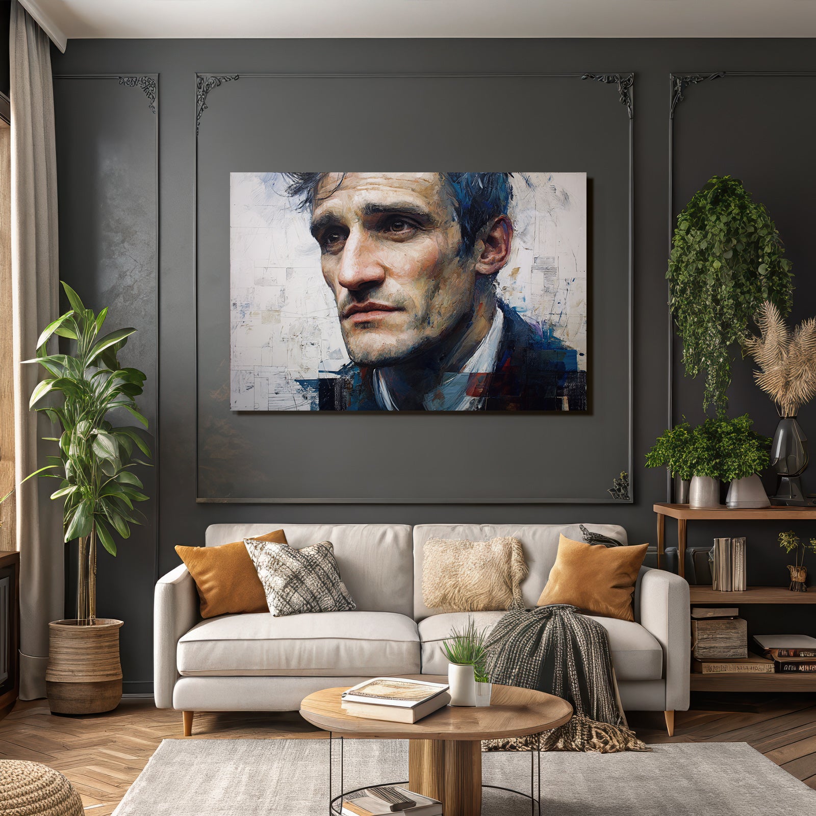 Nahe Portraet Eines Mannes Mit Exprressive Merkmale Kunststil