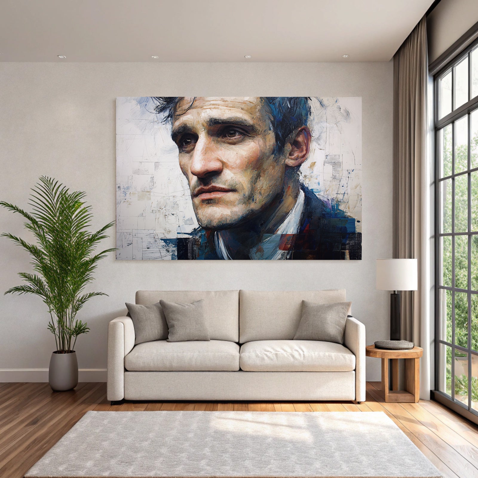Nahe Portraet Eines Mannes Mit Exprressive Merkmale Kunststil