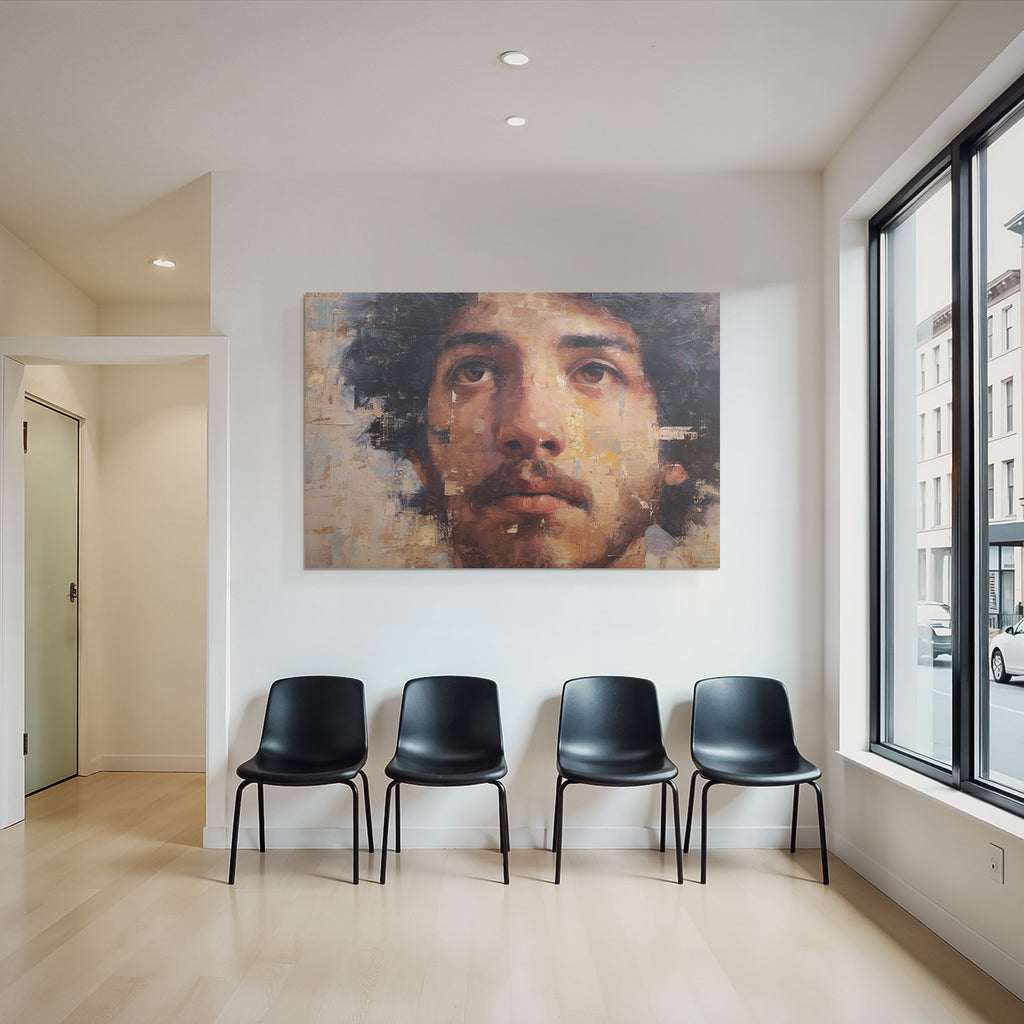 Naheaufnahme Kunstvolle Portraet Von Einer Person Mit Impasto Technik