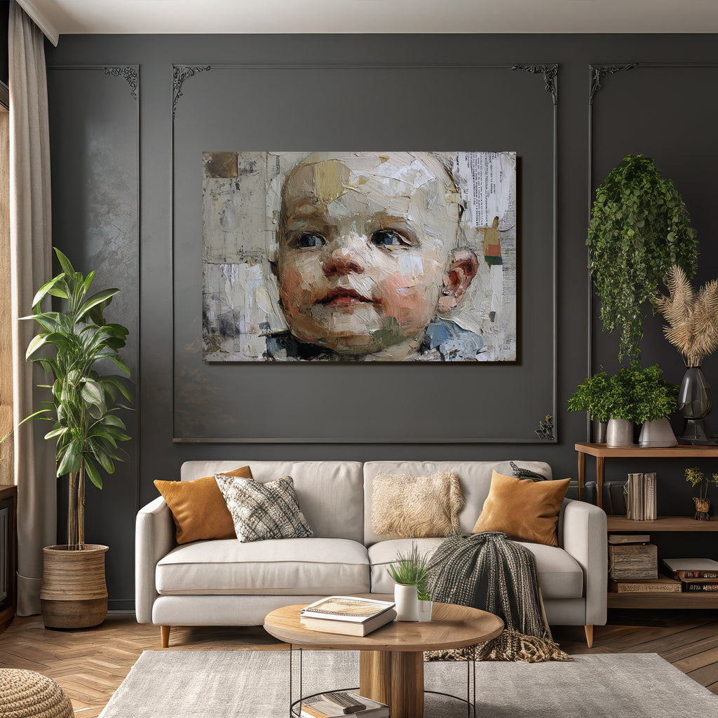 Portrait Des Kindes Expressive Maltechnik Mit Texturierter Brushstroke