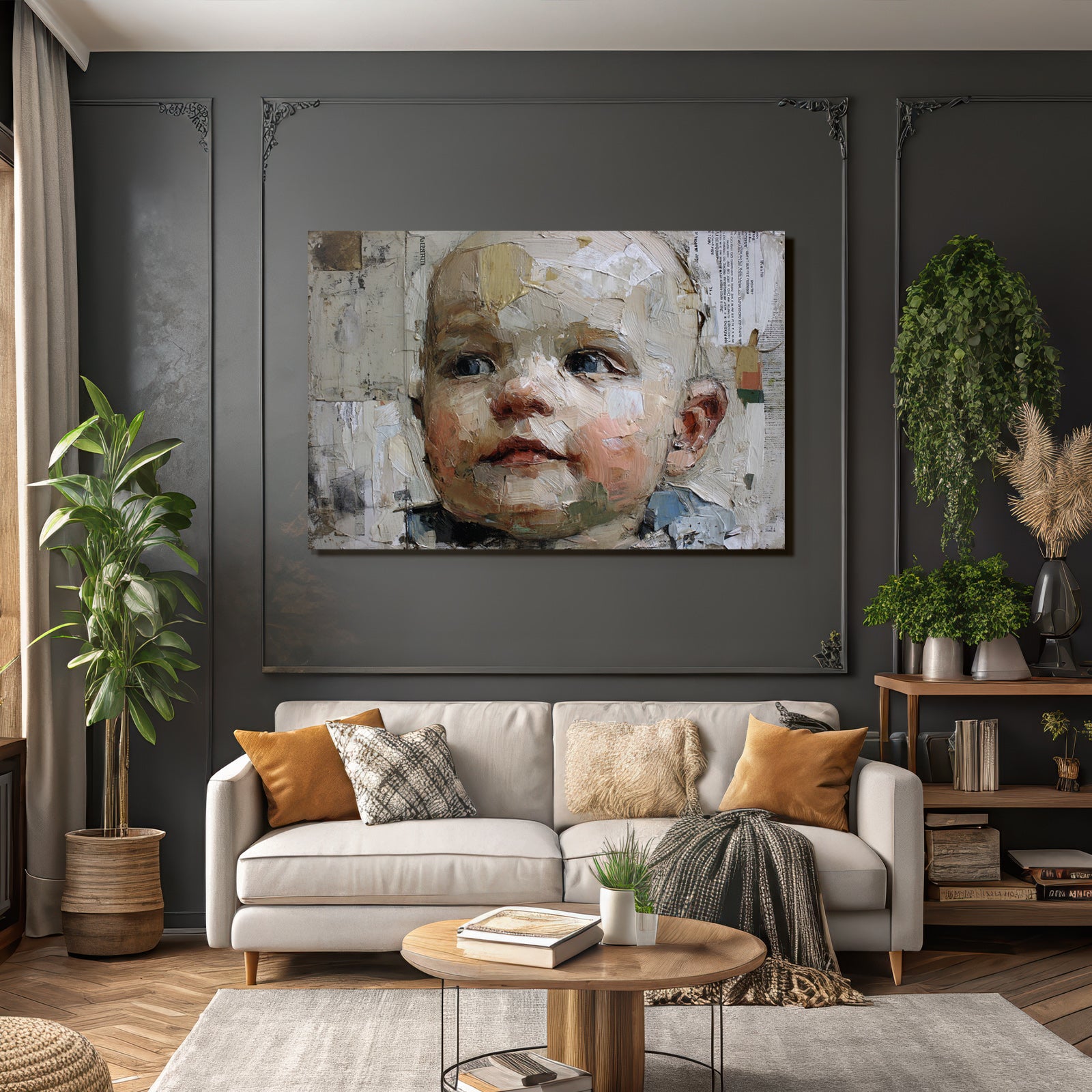 Portrait Des Kindes Expressive Maltechnik Mit Texturierter Brushstroke