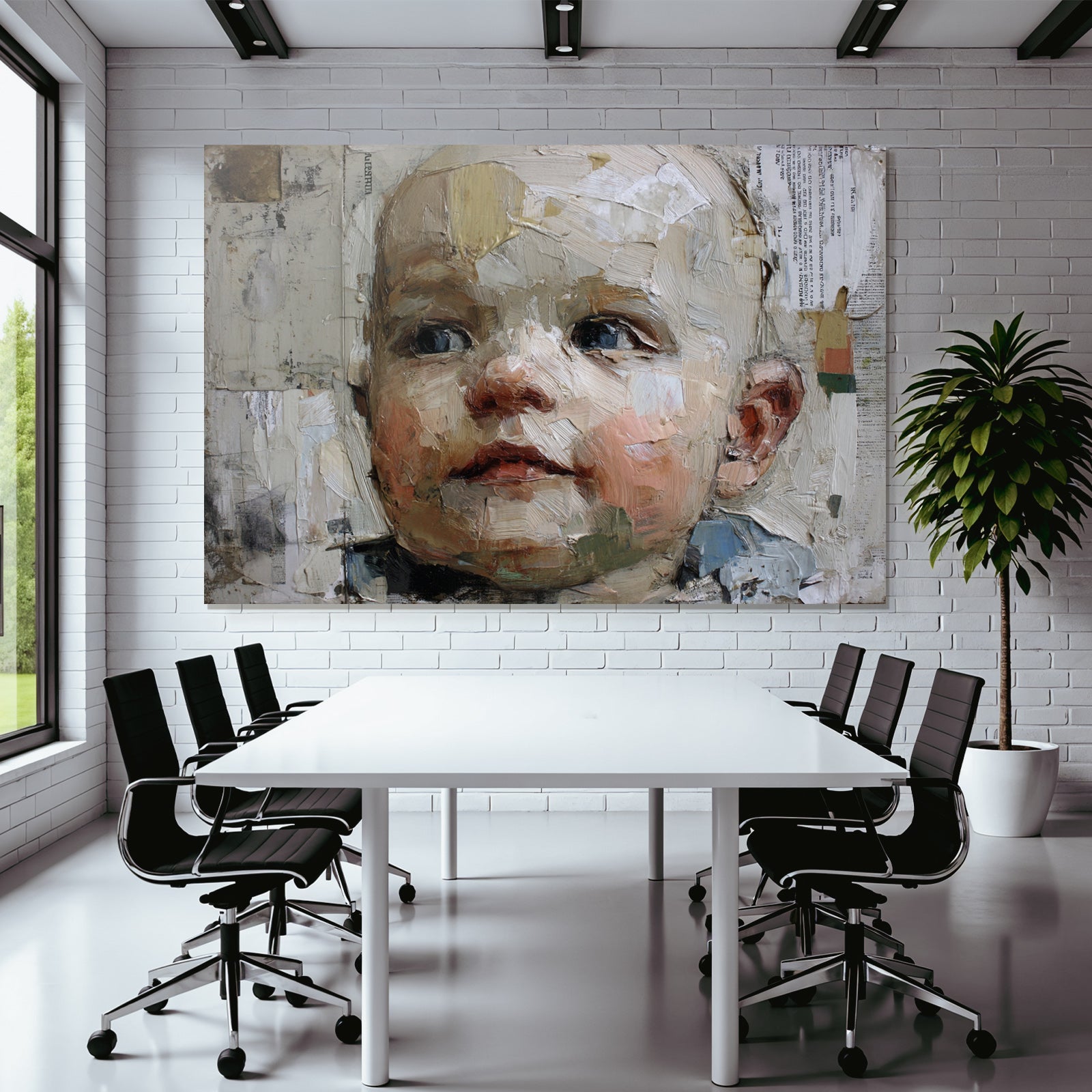 Portrait Des Kindes Expressive Maltechnik Mit Texturierter Brushstroke