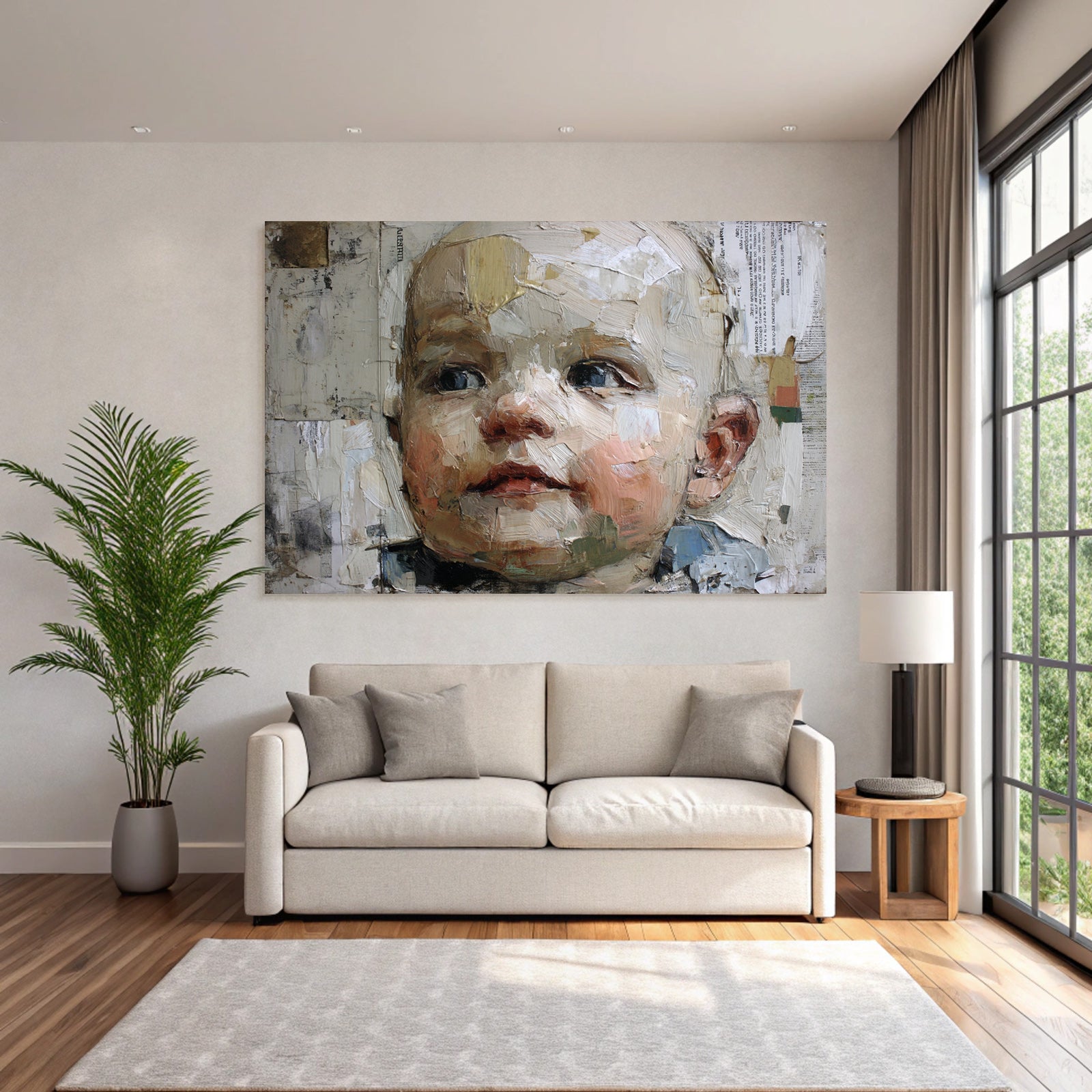 Portrait Des Kindes Expressive Maltechnik Mit Texturierter Brushstroke