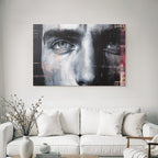 Stylisierte Oder Abstracte Gemaelde Eines Gesichts Mit Fokus Auf Den Augen