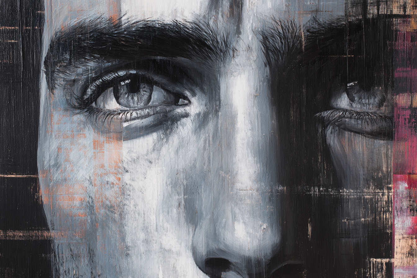 Stylisierte Oder Abstracte Gemaelde Eines Gesichts Mit Fokus Auf Den Augen | Fine Art und Malerei | Kunstgattungen