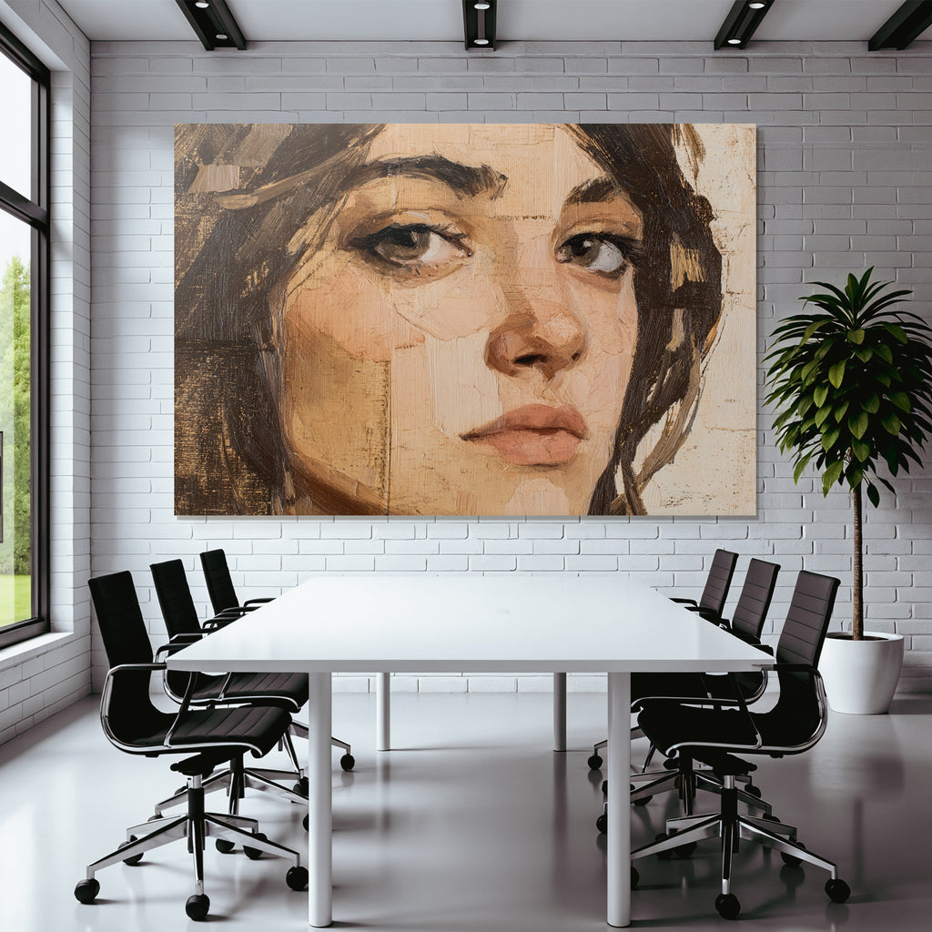 Nahaufnahme Impressionistische Gesichtsdarstellung Brushstrokes Und Lichtspiel