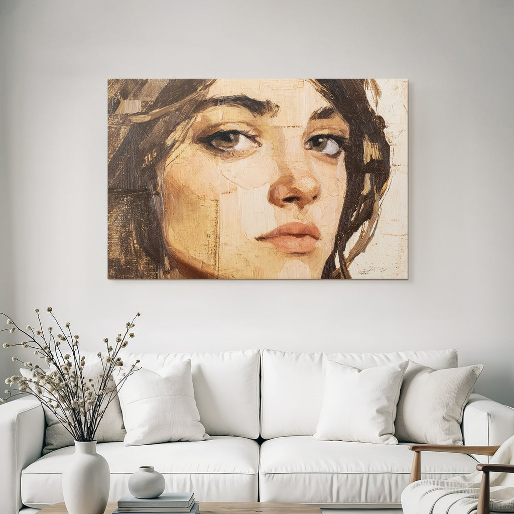 Nahaufnahme Impressionistische Gesichtsdarstellung Brushstrokes Und Lichtspiel