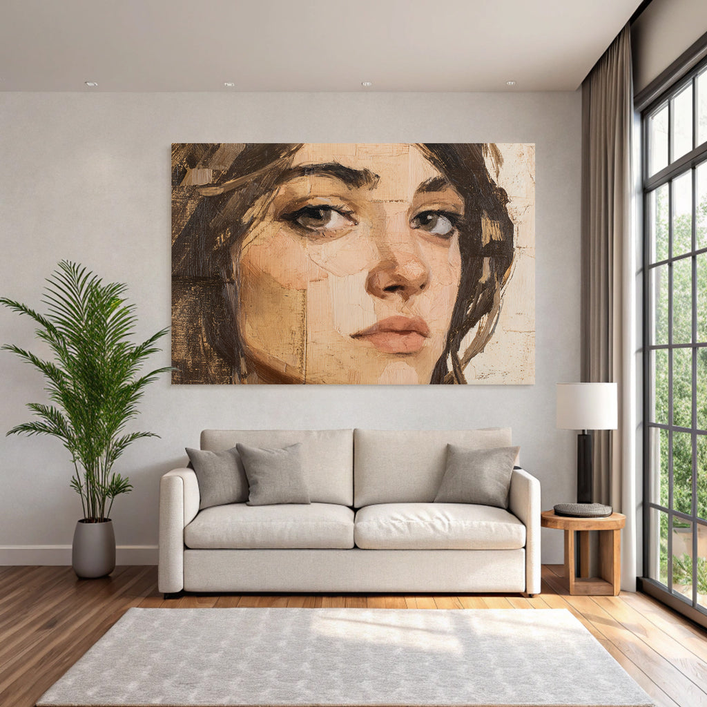 Nahaufnahme Impressionistische Gesichtsdarstellung Brushstrokes Und Lichtspiel