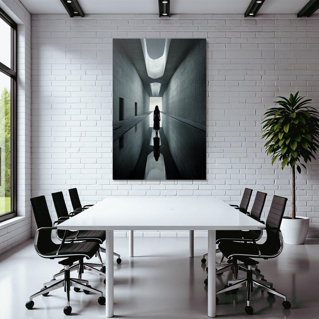 Portrait Minimalistische Architektur Korridor Licht Reflexionen